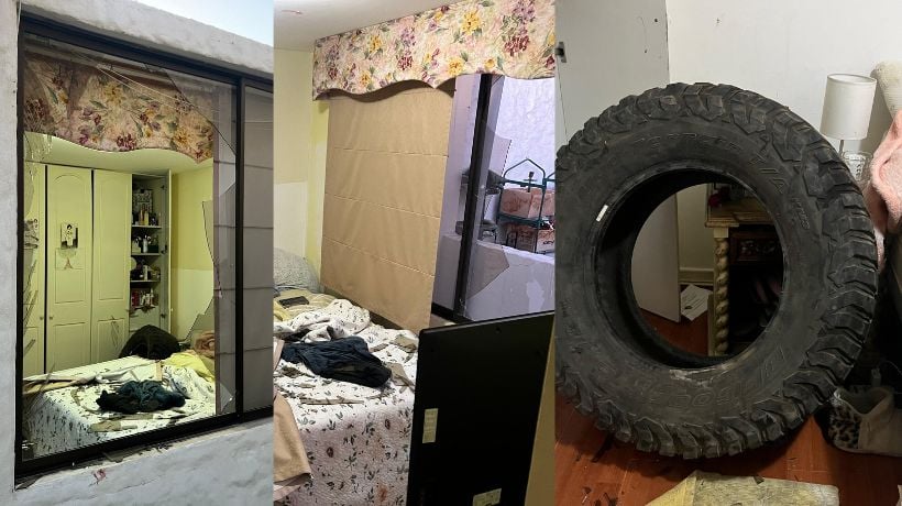  Neumático cae desde cerro e impacta habitación en Jardines del Sur de Antofagasta: Madre y niña de 7 años estaban en la casa